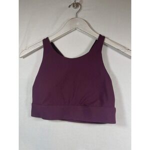 Fabletics High Neck Crossback Sports Bra Plum Purple Athletic Crop Top
